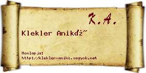 Klekler Anikó névjegykártya